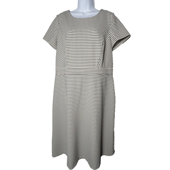Talbots Sz 14 Dress Shift A Line Black White Check Gingham Zip Career Office - Picture 1 of 15